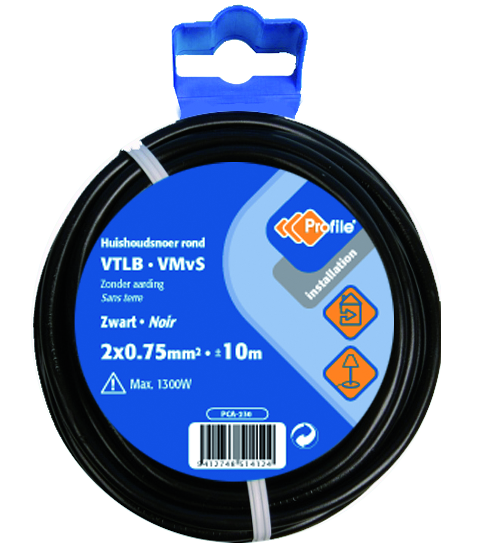 Kabel Vtlb 2x0.75mm² Zwart 10m